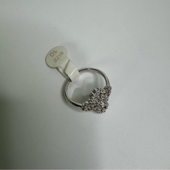 Bomb Party Antique Style CZ Crystal Floral Silver Ring Size 10 NWT Giftable - Picture 9 of 9